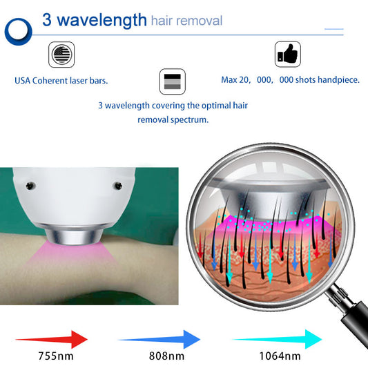 XSD-808-3 Portable Hair Removal 705 808 1064nm diode laser system hair removal machine